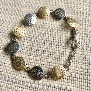 Gold & Silver Button Look Bracelet